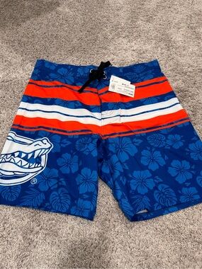 University of Florida Gators 🐊 Logo Blue & Orange Floral Board Shorts